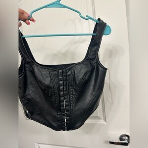 Black Faux Leather Corset Top